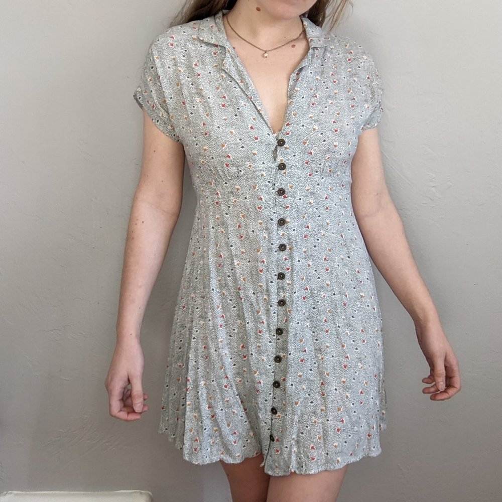Kimchi Blue Button Up Geometric Print Mini Dress